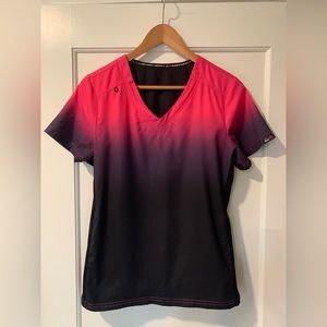 Koi Lite Women's Scrub Set Ombré pink purple black with pockets Size S Slim Fit